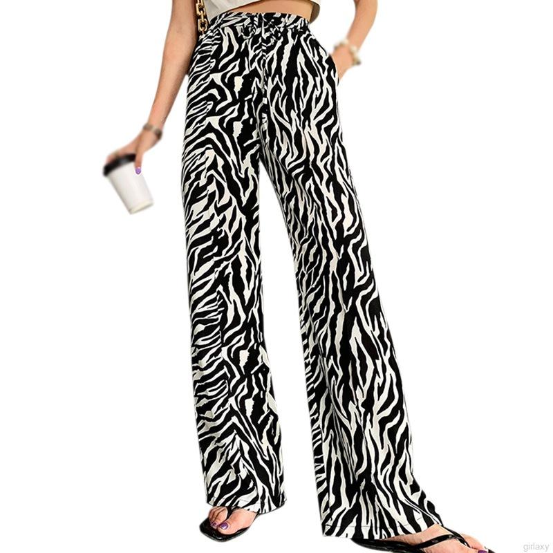 Quần dài ống rộng họa tiết ngựa vằn phong cách Hàn Quốc dành cho nữ