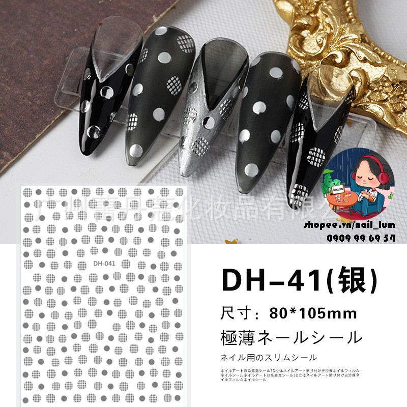 [Video Thực Tế] Nail Sticker - Dán Móng Tay Chấm Bi Bạc