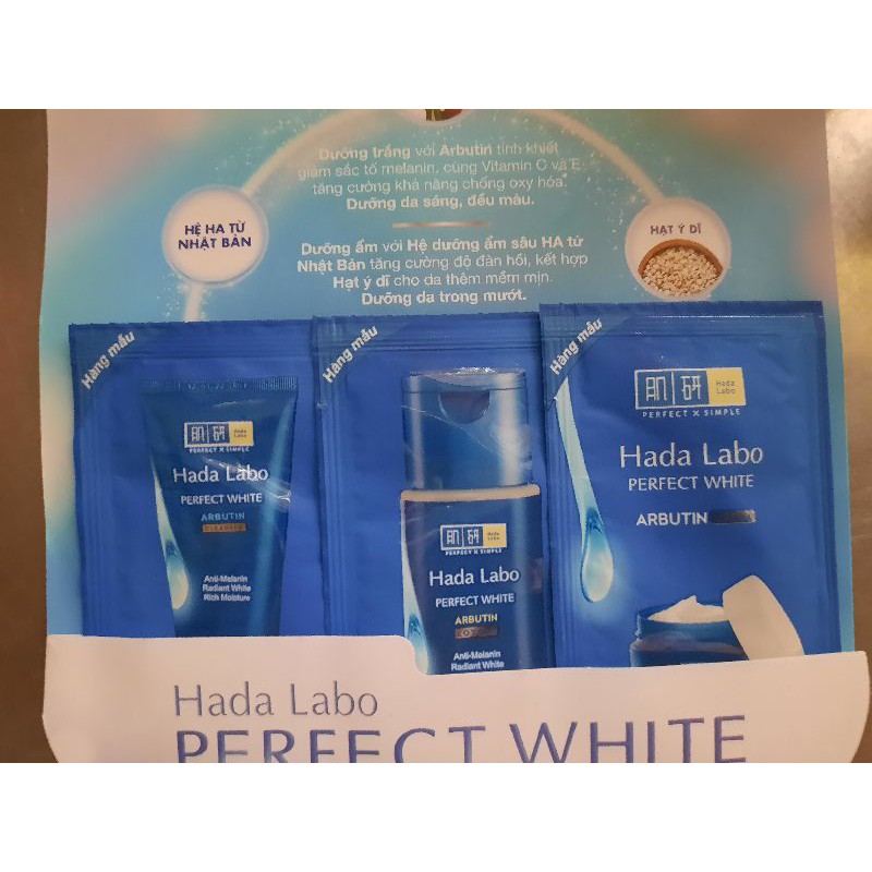 Set bộ 3 dưỡng trắng Hada labo Perfect White mẫu thử 4ml