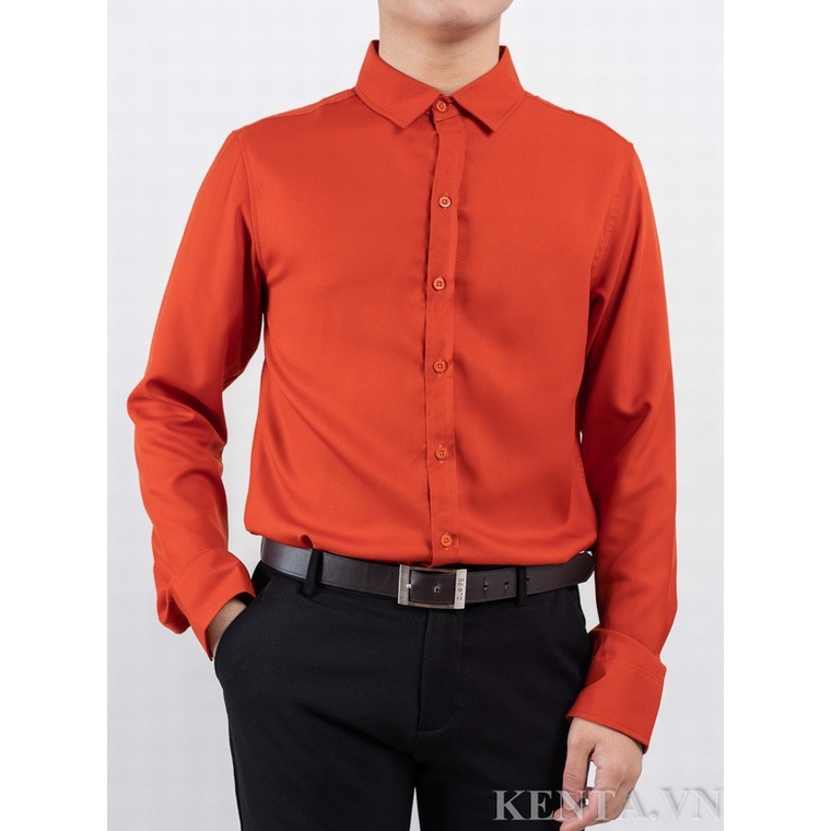 Áo sơ mi tay dài màu cam nam KENTA SMD0006
