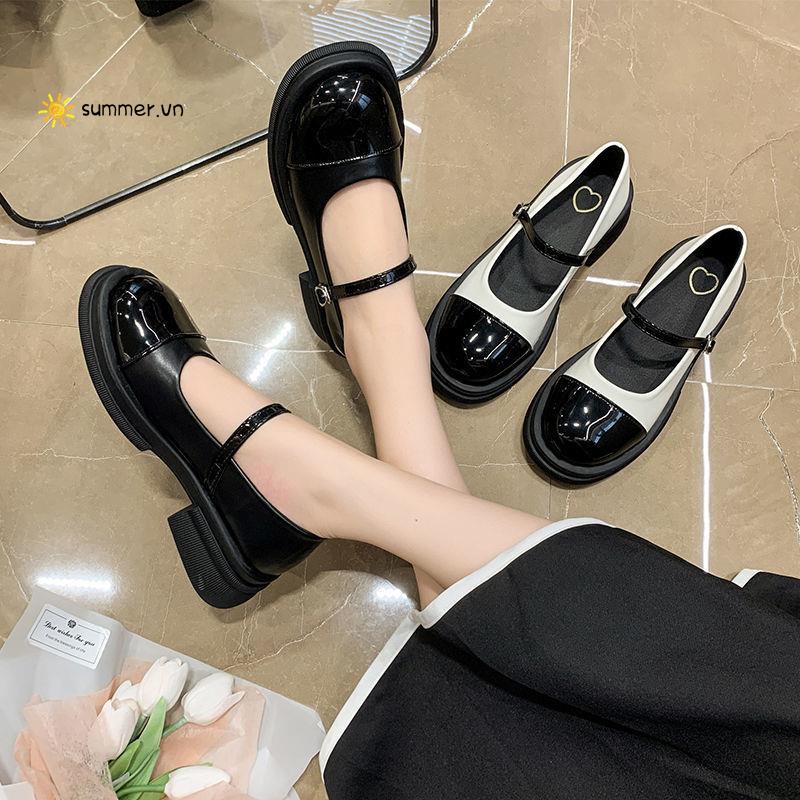 Giày Da Gót Dày Vừa Phong Cách Nhật Bản Thời Trang Xuân Thu Dành Cho Nữ 2022