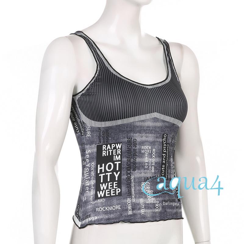 Áo Croptop Hai Dây Dáng Ôm Hở Lưng In Họa Tiết Thời Trang Harajuku Grunge E-Y2K Dành Cho Bạn Nữ