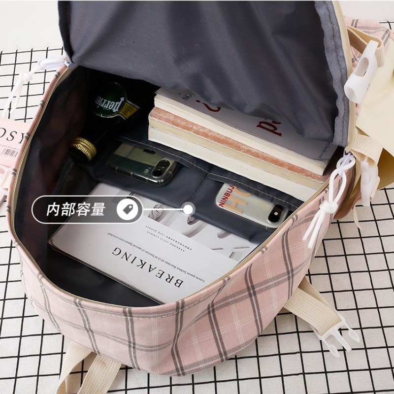 Set ba lô đi học Ielgy họa tiết caro phong cách Hàn Quốc