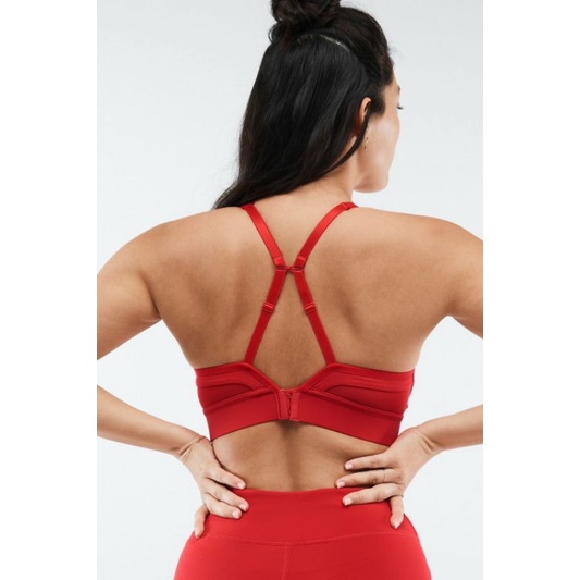 Áo sport bra đỏ cổ V màu đỏ Fabletics BA2146858 gài sau