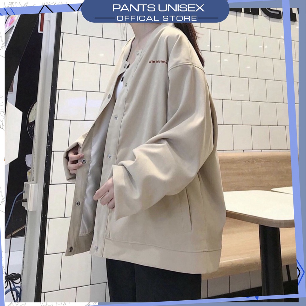 ⚡ Áo Khoác Kaki BOMBER WIN BIG TIME Ulzzang Unisex đen/be Pantsunisex ✨