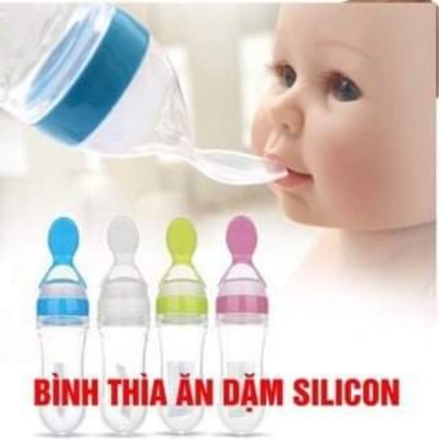 Bình thìa hỗ trợ ăn dặm silicon an toàn cho bé