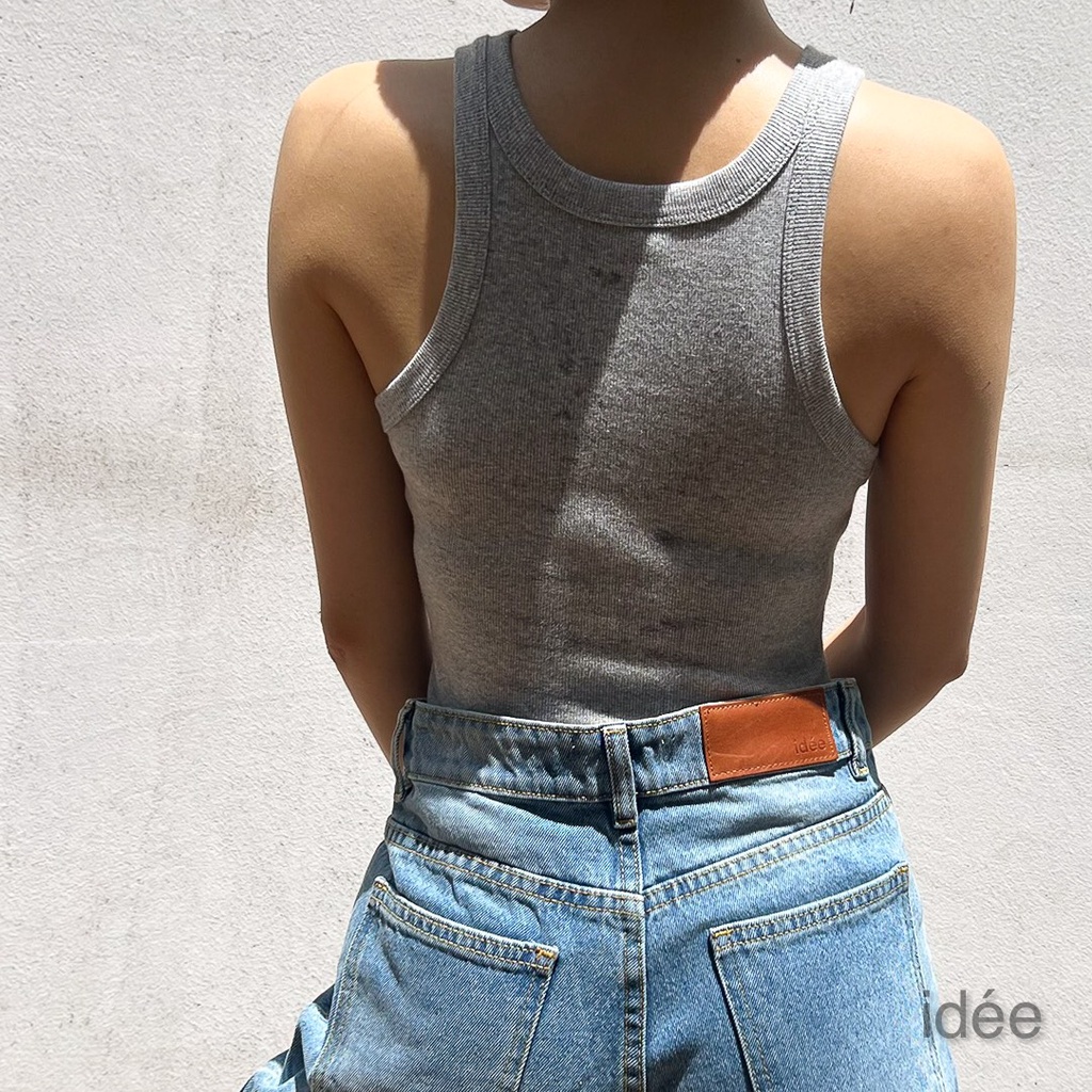 Áo tanktop nữ idee ôm cổ tròn vải thun cotton gân
