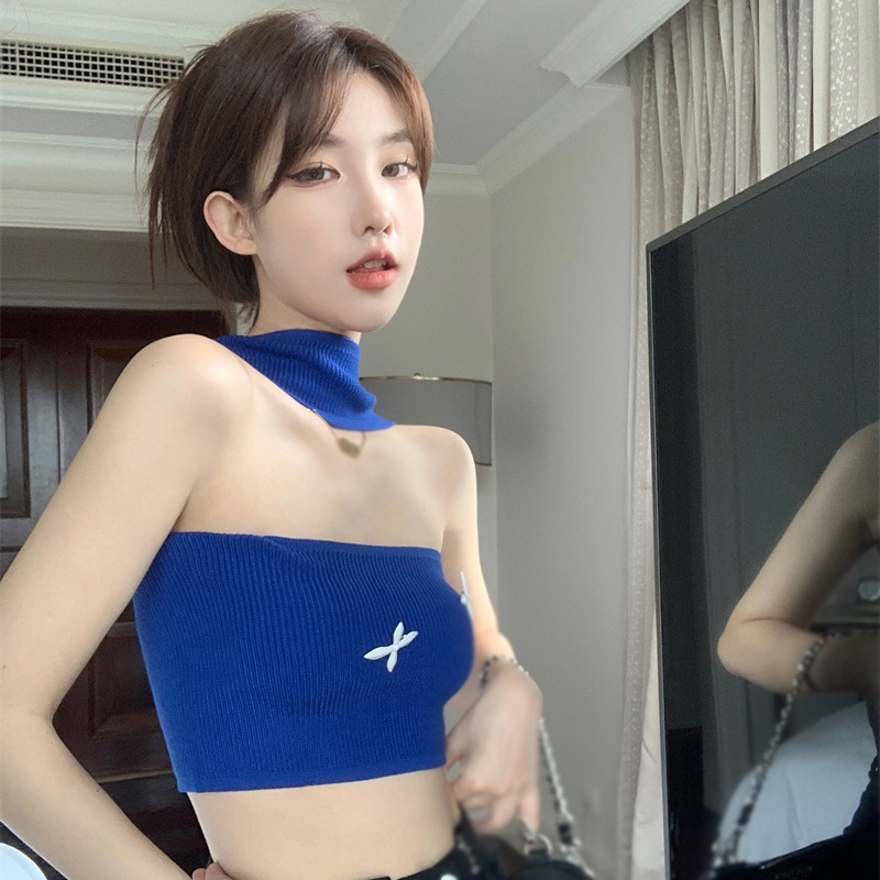 Áo Croptop Dệt Kim Thiết Kế Quyến Rũ Cho Nữ