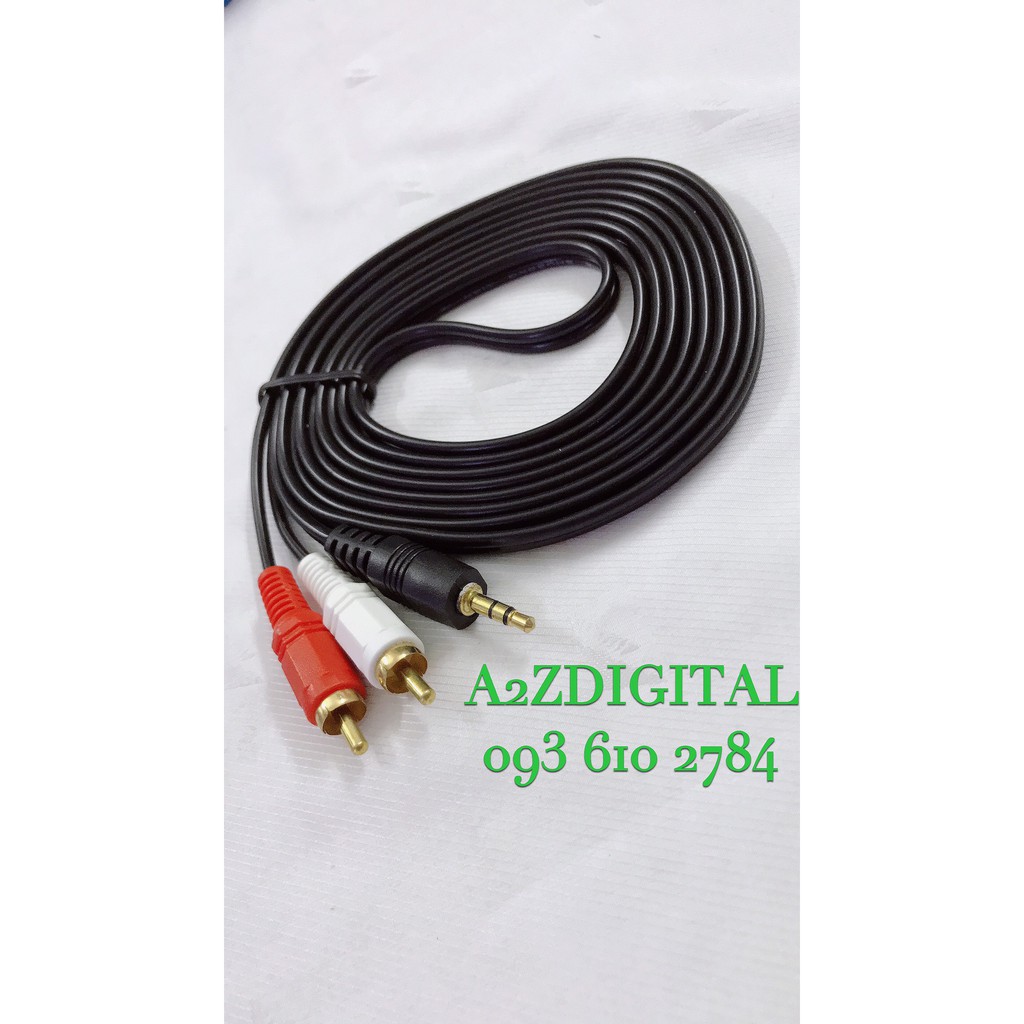 DÂY LOA CHUYỂN TỪ JACK CẮM 3.5mm SANG 2 JACK BÔNG SEN _ RCA DÀI 3 Mét