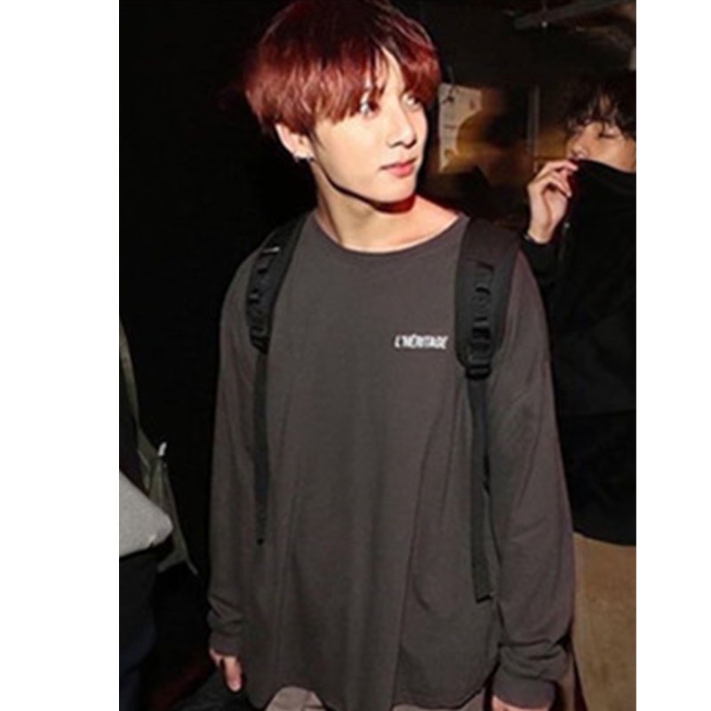 Áo Thun BTS JUNGKOOK Cotton Tay Dài Dáng Rộng Phong Cách Hàn Quốc