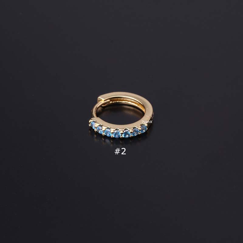Khuyên tai lỗ xuyên dáng tròn ôm vành tai bằng đồng đính đá zircon nhân tạo