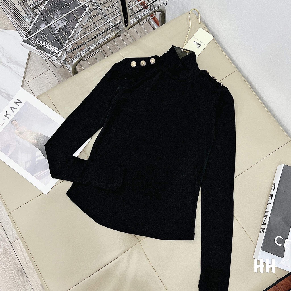 ÁO LEN ZIP XỎ NGÓN ĐÍNH CÚC VAI