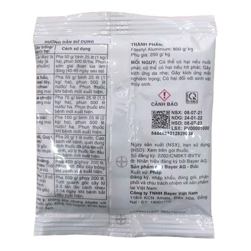 ĐẶC TRỊ NẤM BỆNH TRÊN CÂY TRỒNG ALIETTE - GÓI 100GRAM Lưu dẫn hai chiều - Ngừa hay diệt tốt