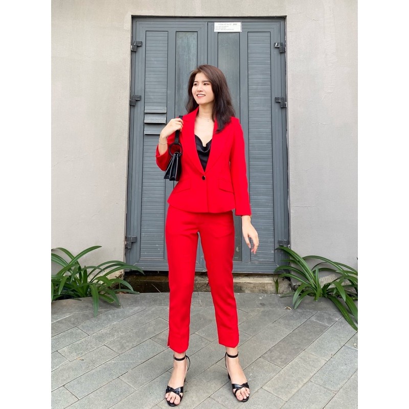 Set áo vest tay dài một cúc cài, quần ống túm VH9014-VEST'S HOUSE