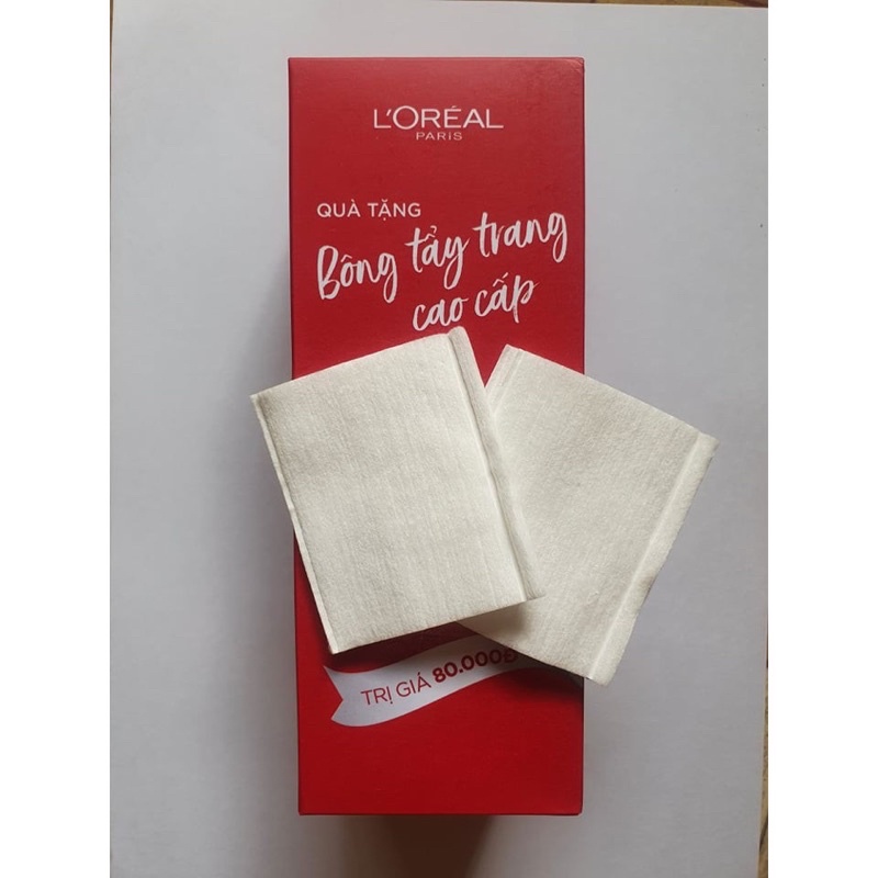 Bông tẩy trang cao cấp L’Oreal Paris - Quà tặng của Loreal, hộp 80 miếng