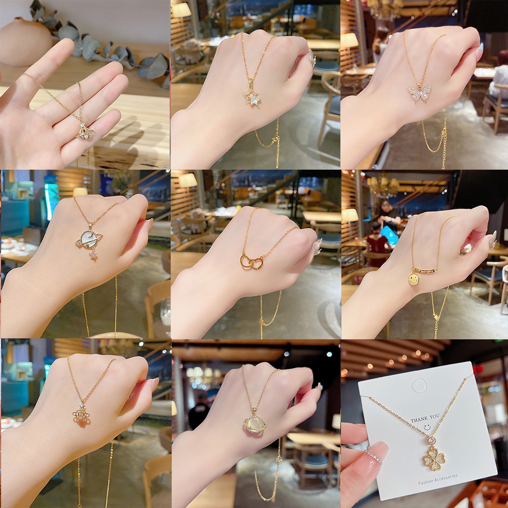 Vòng cổ Hợp Kim Mặt Nơ Đính Đá Cao Cấp Thời Trang