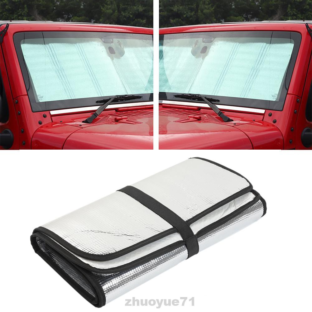 Windshield Sunshade Silver Durable Car Styling Easy Install Aluminum Foil Anti UV Keep Cool Block Sunlight For Jeep