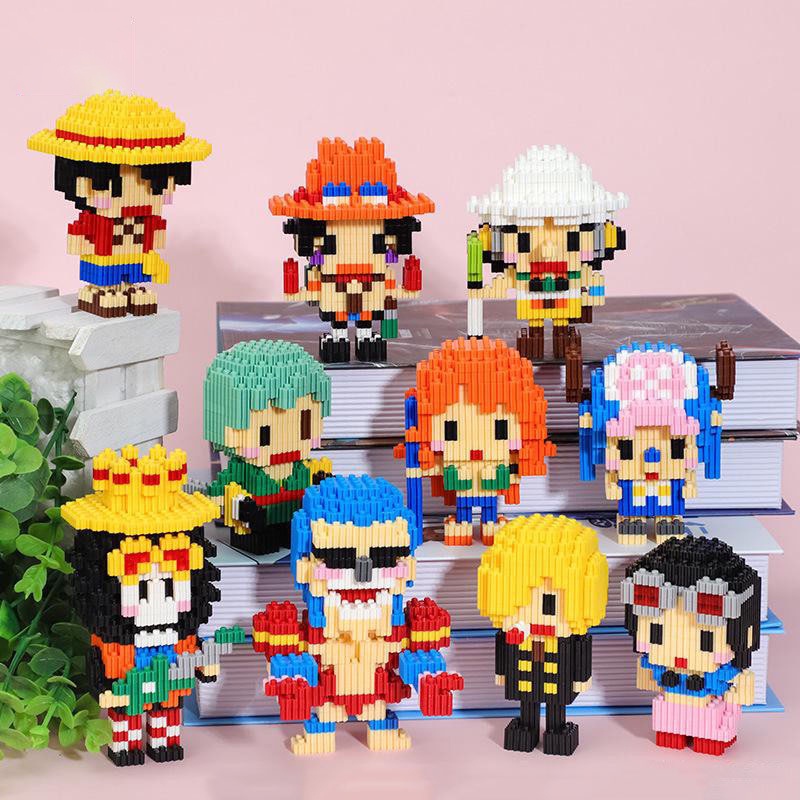 Lego Onepiece mini mô hình 3D Hapi Toys - Thuyền trưởng Luffy  Ace Zoro Nami Chopper lắp ráp xếp hình anime