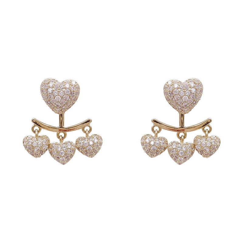 Bông Tai Mạ Bạc 925 Hình Trái Tim Đính Đá Kim Cương Nhân Tạo Toàn Diện