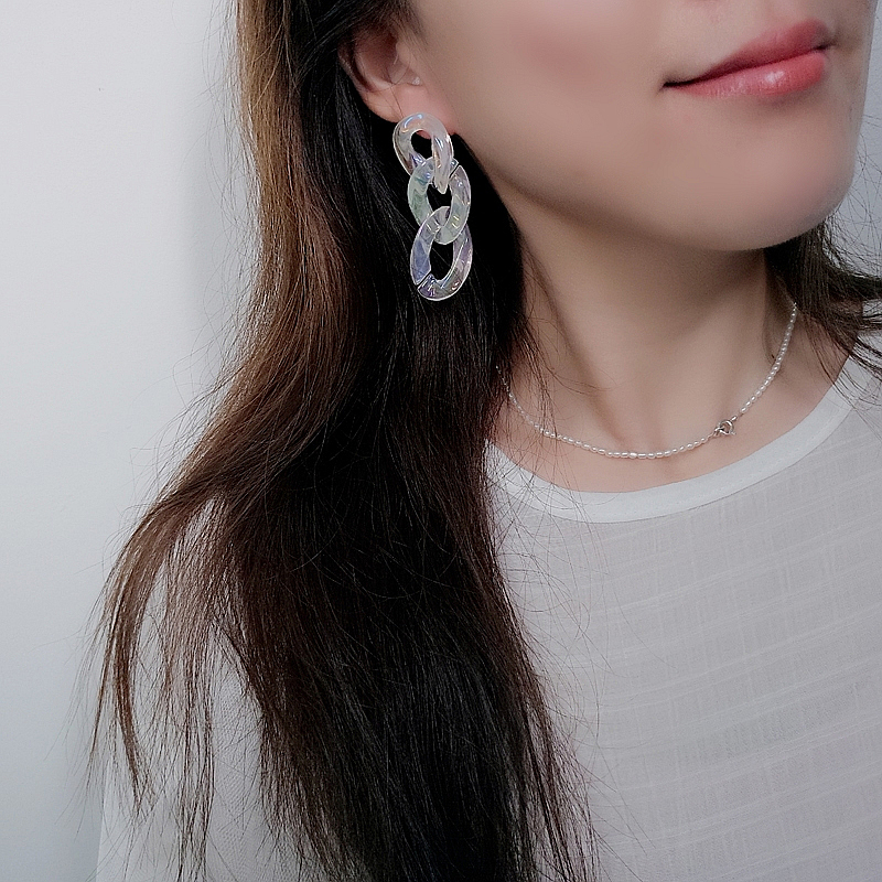 Cặp hoa tai trong suốt kiểu dáng đơn giản phong cách Hàn Quốc cho nữ