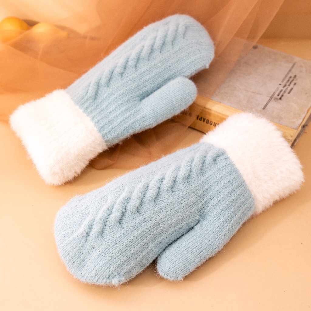 Đôi găng tay dệt kim giữ ấm thiết kế đơn giản thời trang dành cho nữ