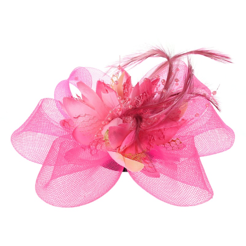 Kẹp Tóc Hình Nón Phối Lưới Đính Hoa Và Lông Vũ Thời Trang Quyến Rũ Cho Nữ