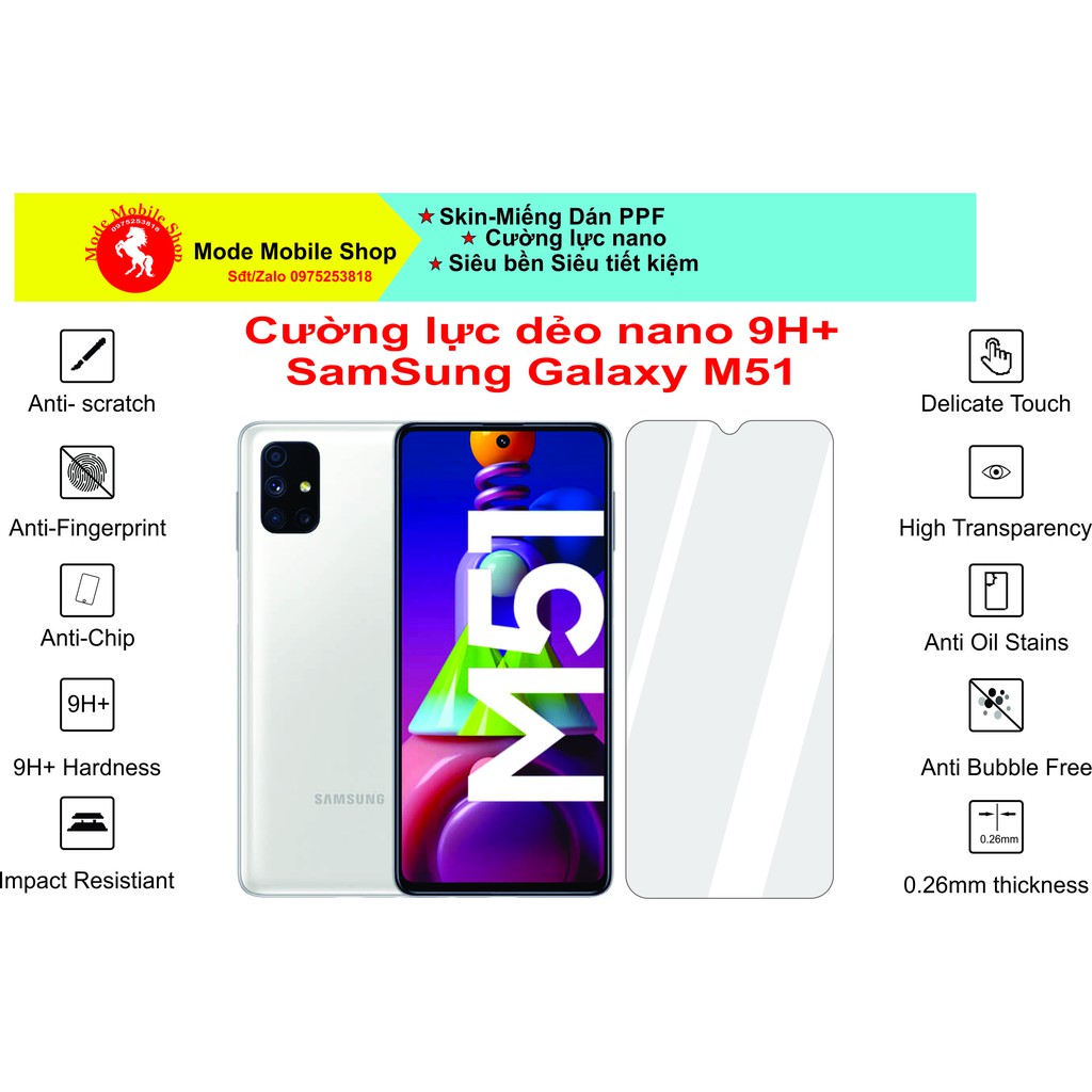 Kính cường lực dẻo phủ nano 9H+ bảo vệ màn hình điện thoại Samsung M51
