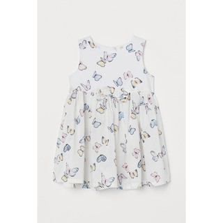 Váy sát nách xòe bướm trắng HM H&M size 9-12, 12-18m_hàng chính hãng authentic