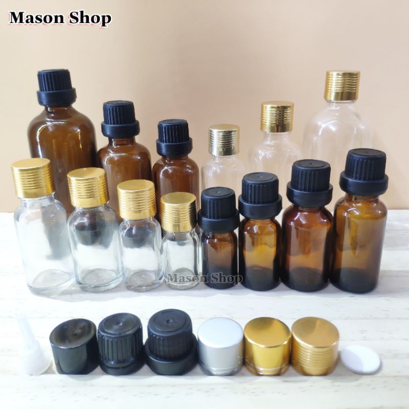 LỌ ĐỰNG TINH DẦU thủy tinh Nắp Vặn NHỎ GIỌT  5ml 10ml 15ml 20ml 30ml 50ml 100ml VỎ CHAI CHIẾT SERUM MỸ MĨ PHẨM TRONG/NÂU