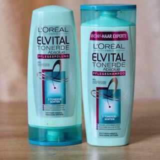 Bộ dầu gội Loreal màu xanh: Cho tóc dầu ở ngọn và khô xơ ở đuôi tóc