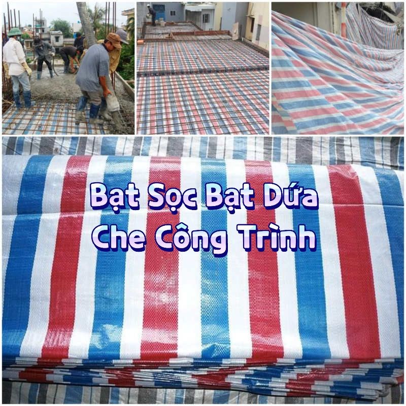 Bạt phủ che nắng che mưa khổ rộng 4m 6m bạt dứa sọc bạt 2 da màu xanh cam dày làm mái hiên che công trinh bán 1 mét tới