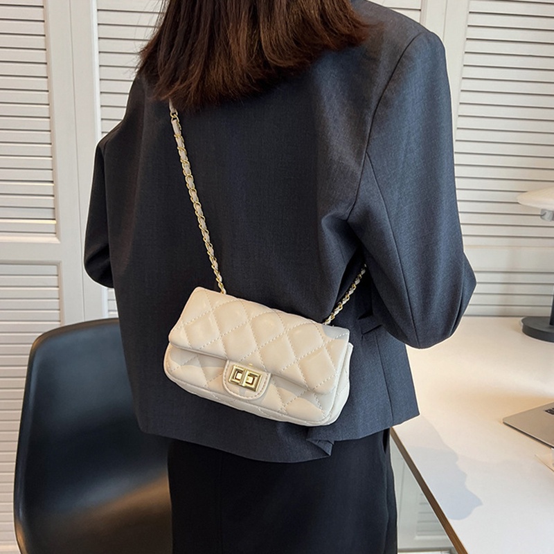 IELGY TúI đeo vai IELGY dáng hộp vuông cỡ nhỏ phối dây xích thời trang cho nữ