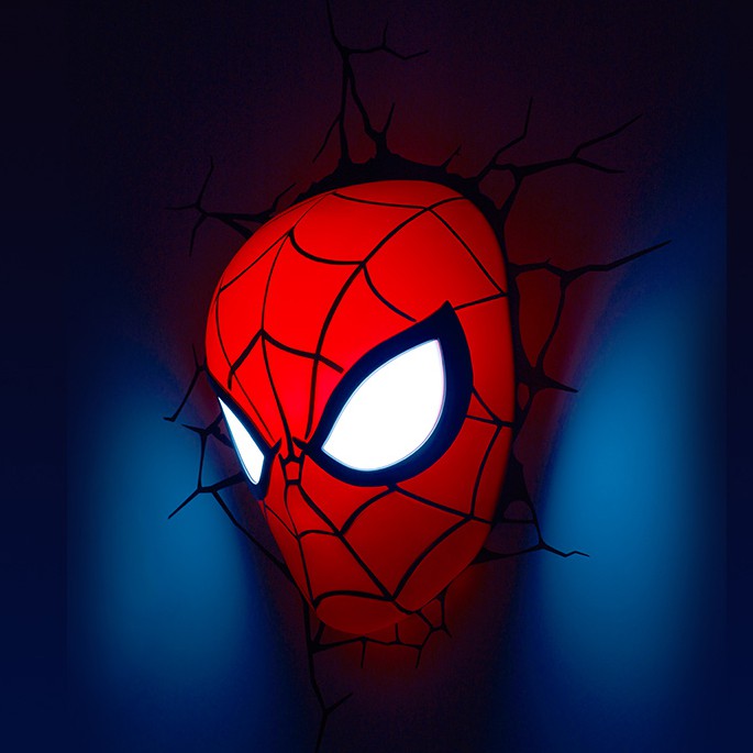 Đèn ngủ Spider Man đồ chơi trang trí,tặng vết nứt 3D dán tường, quà tặng sinh nhật