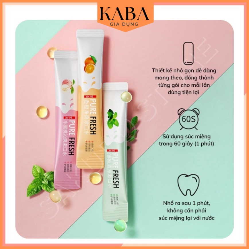 Gói nước súc miệng làm sạch răng miệng giảm tình trạng ố vàng giảm hôi miệng KABA