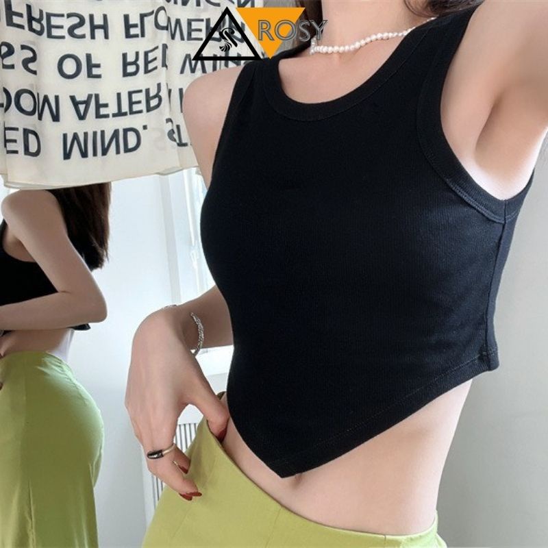 Áo croptop 3 lỗ nữ chất thun gân co giãn vạt nhọn lạ mắt