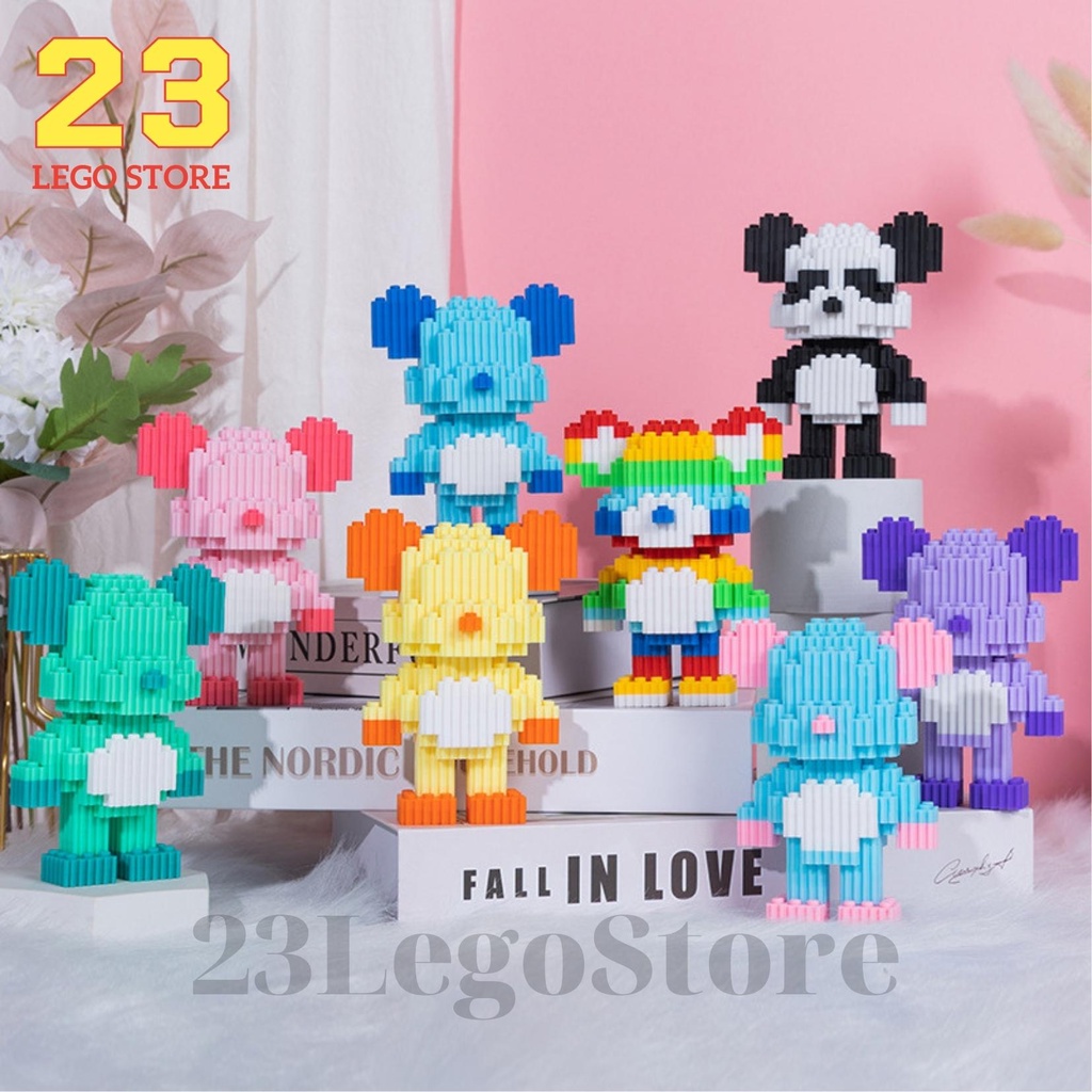 Bộ đồ chơi lắp ghép gấu BearBrick cỡ nhỏ mini 12cm