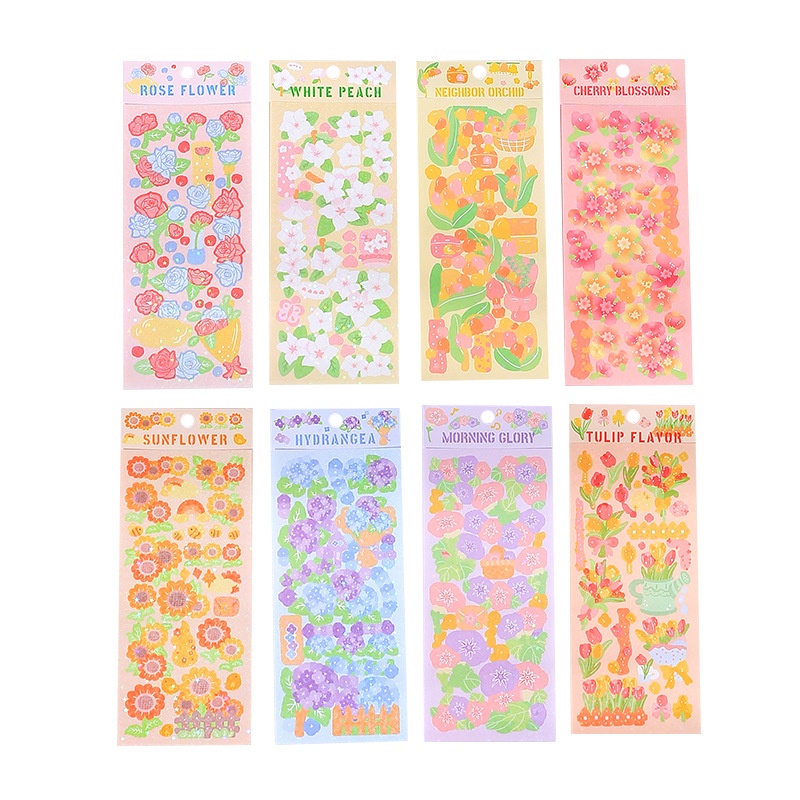 Peach 1Pcs Apricot pear rain clouds Rose sunflower tulip flower sticker Journal Scrapbook Decor Sticker