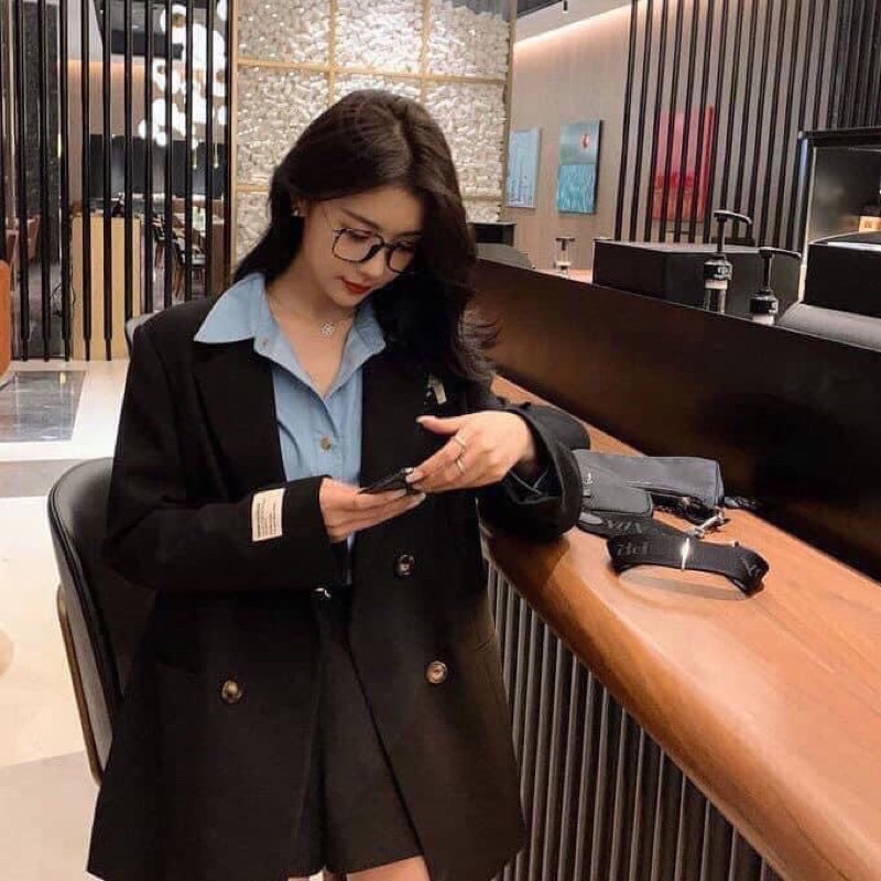 🦄VEST BLAZER NÂU TÂY CÔNG SỞ TRẺ TRUNG 2 LỚP ĐỘN VAI HÀNG QUẢNG CHÂU