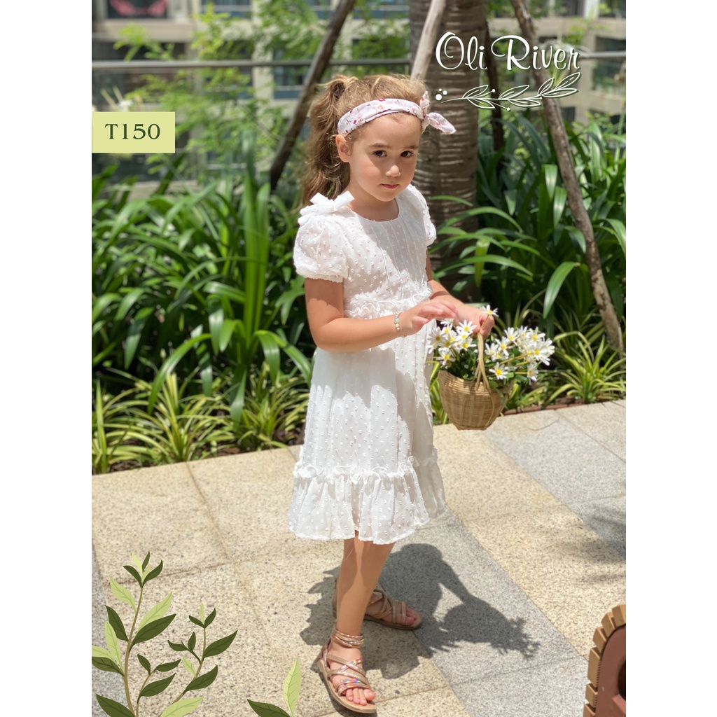 (1->10 tuổi) Váy đầm voan hạt nổi 2 lớp chuẩn hãng Oli River (T150)