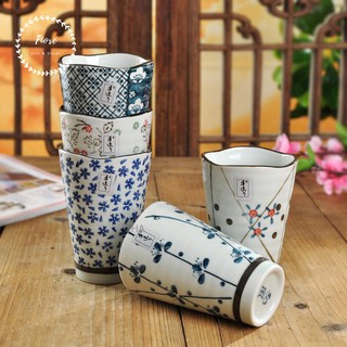 Cốc sứ - Bộ 5 cốc uống nước phong cách Nhật 300ml - có hộp làm quà tặng ALIH156