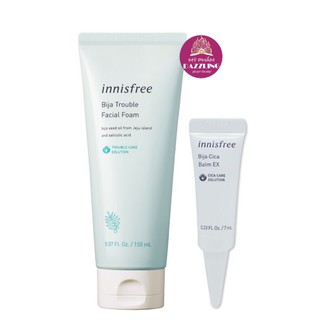 Combo Sữa Rửa Mặt Bija 150ml & Kem Chấm Mụn Innisfree Bija Cica Balm EX 7ml Mẫu Mới