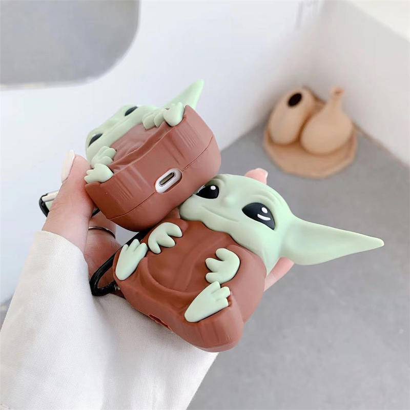 Vỏ Bảo Vệ Hộp Sạc Tai Nghe Airpods 1 2 Pro Bluetooth Không Dây Chất Liệu Silicon Hình Marvel Yoda