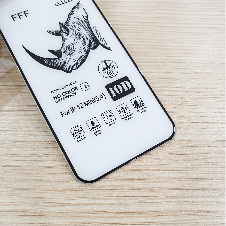 Dán cường lực phủ màn hình 10D tê giác iPhone 12 Mini/ 12/ 12 Pro/ 12 Pro Max