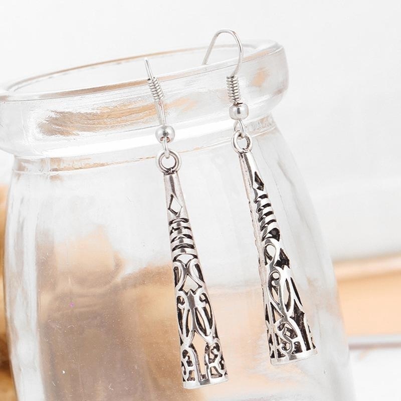 Chic Long Hollow Vintage Silver Tassel Drop Earring Bohemia Fashion Women Pendant Dangle Earrings