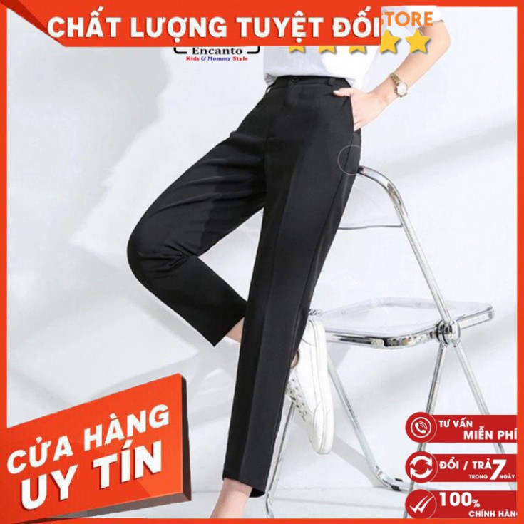 Quần tây nữ cạp cao dáng baggy ống đứng vải cao cấp chống nhăn phù hợp đi làm đi học có bigsize Encanto - Hàng nhập khẩu