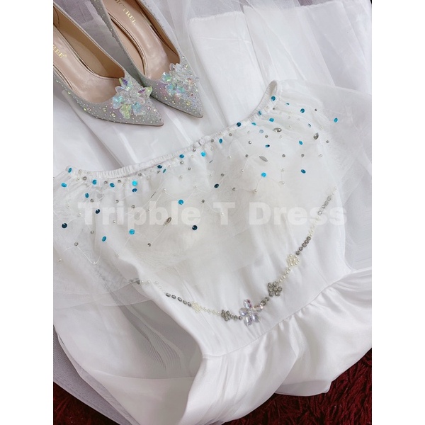 Đầm dự tiệc kết cườm tròn mặc được 2 kiểu TRIPBLE T DRESS - size M/L (kèm ảnh thật) MS33Y