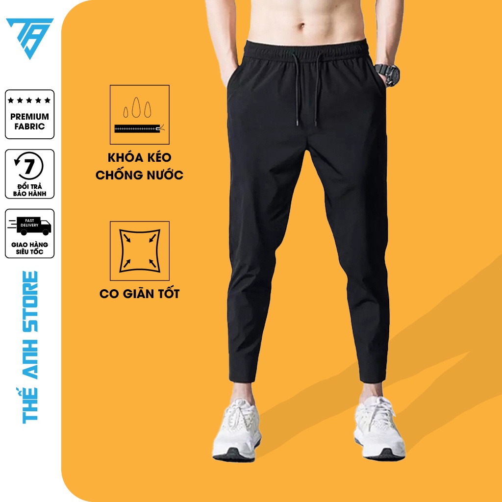 Quần dài nam thu đông chất thun khóa kéo chống nước thể thao, quần jogger nỉ nam nữ