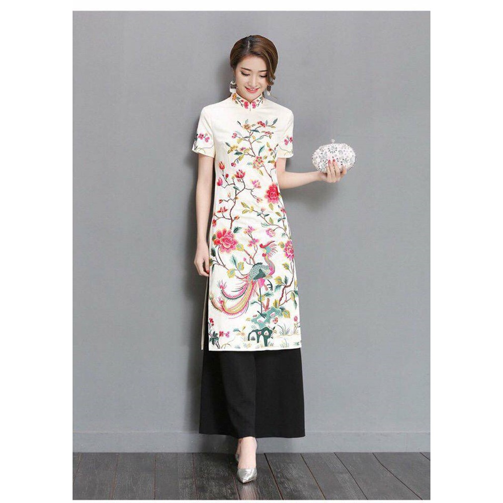 SET ÁO DÀI CÁCH TÂN CHIM CÔNG KÈM QUẦN