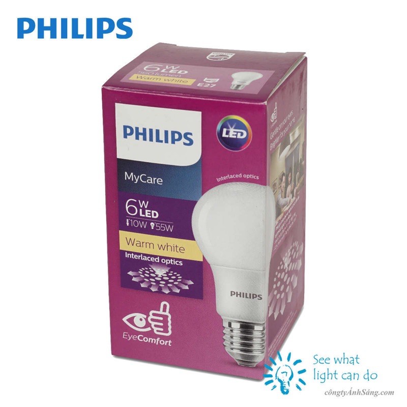 Bóng led buld Mycare 6w philips bảo vệ mắt