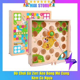 (Đồ Chơi Gỗ Montessori) Đồ Chơi Kéo Bóng Mê Cung Kèm Cờ Cá Ngựa